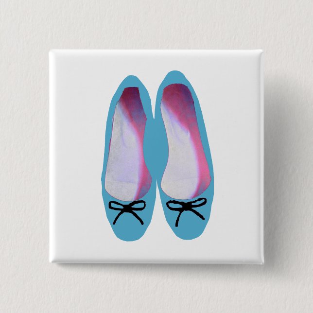 Blue Shoes 2 Inch Square Button (Front)