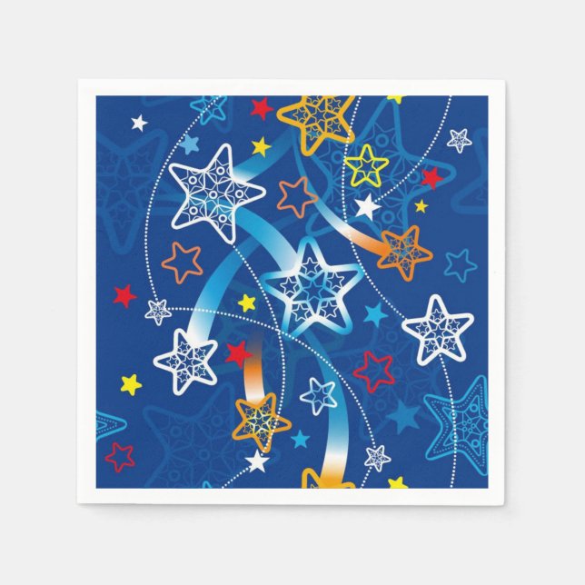 Blue Shooting Stars Pattern Napkins (Front)