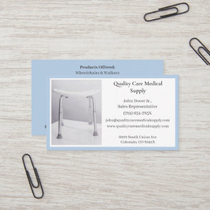 Blue Shower Chair Equipment Medical Senior Care Business Card
