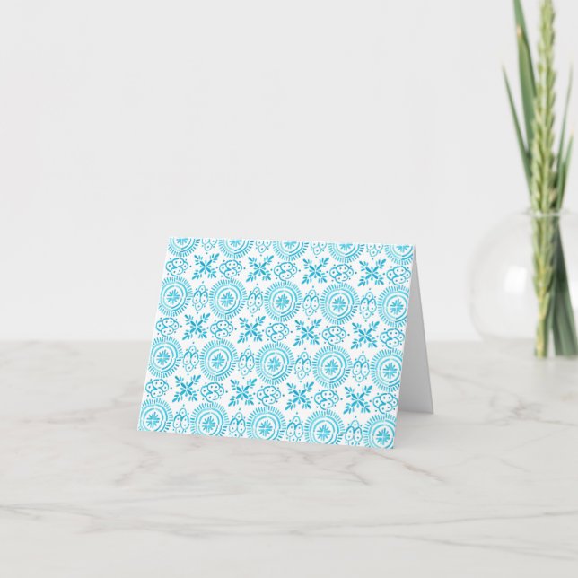 Blue Sicilian Tile Pattern Thank You Card (Front)