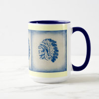 Blue Silhouette American Indian Chief Mug
