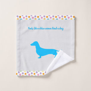 Blue Silhouette Dachshund Wash Cloth