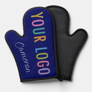 Blue Silicone Oven Mitt with Business Logo & Name