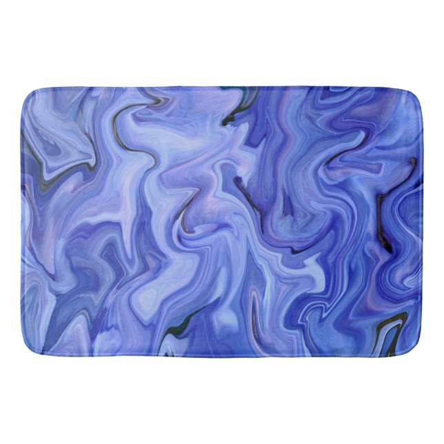 Blue silk abstract    bath mat (Front)