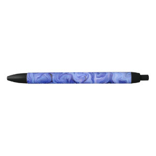 Blue silk abstract black ink pen