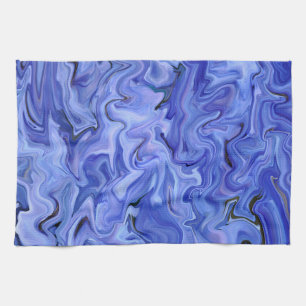 Blue silk abstract kitchen towel