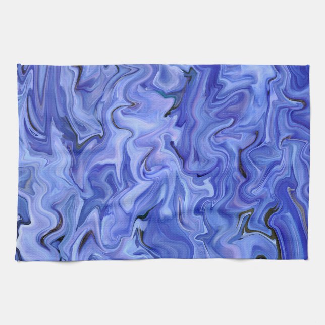 Blue silk abstract        kitchen towel (Horizontal)