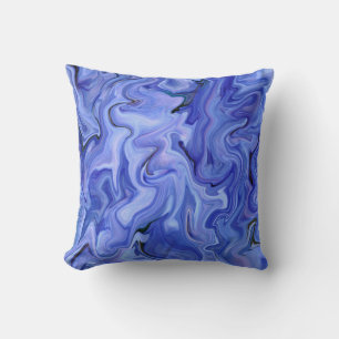 Blue silk abstract throw pillow