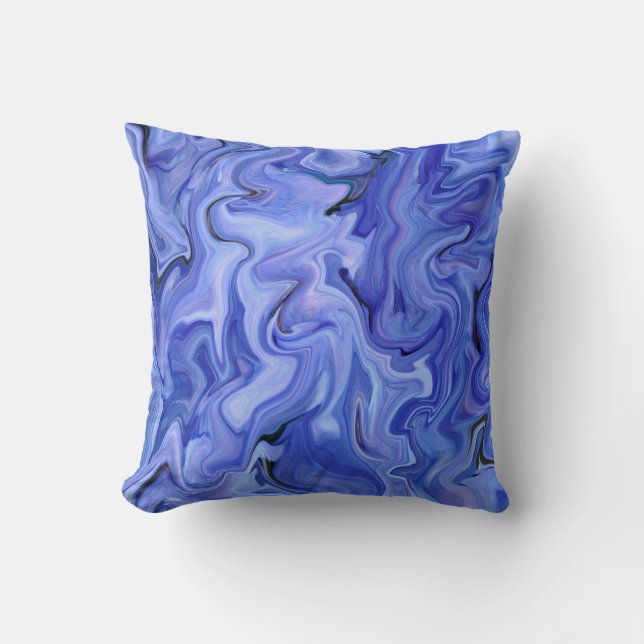 Blue silk abstract      throw pillow (Front)
