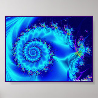 Blue Silk Spiral Poster