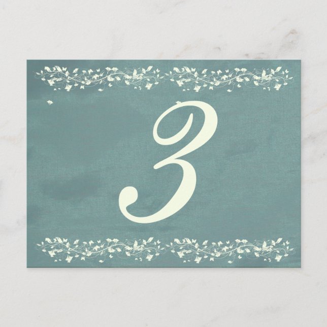 Blue Silk Table Numbers Postcard (Front)