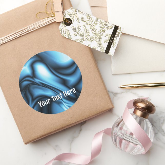 Blue Silk wave Classic Round Sticker (Gifting)