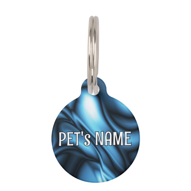 Blue Silk wave Pet Tag (Front)