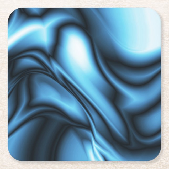 Blue Silk wave Square Paper Coaster (Front)