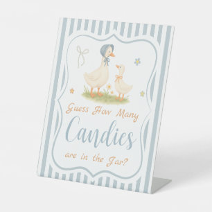 Blue Silly Goose Baby Shower Guess How Many  Pedestal Sign