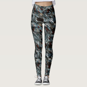 Blue, Silver & Brown Colours Mermaid Scales Leggings