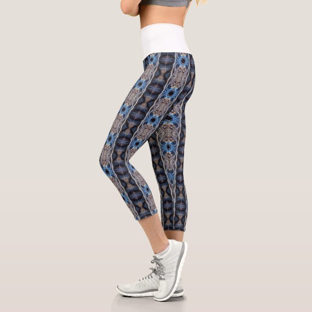 blue silver capri leggings (Left)