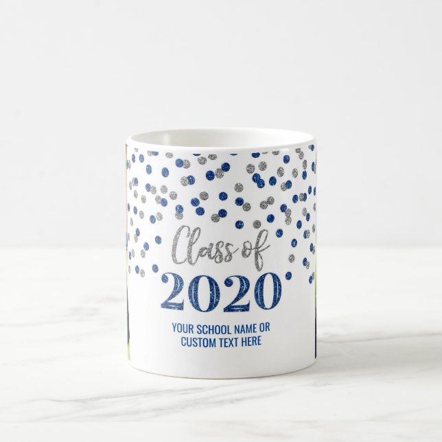 Blue Silver Class of 2020 Photo Graduation Mug (Center)
