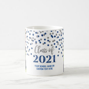 Blue Silver Class of 2021 Photo Graduation Mug