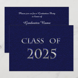 Blue & Silver Class of 2025 Graduation Party Invitation