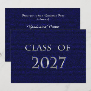 Blue & Silver Class of 2027 Graduation Party Invitation