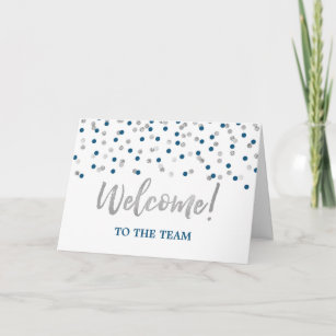Blue Silver Confetti Employee Welcome to the Team Card