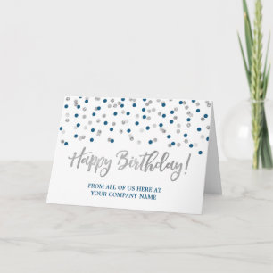 Blue Silver Dots Business From Group Birthday Card