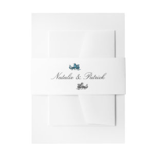 Blue Silver Dragon Wedding Belly Bands Invitation Belly Band