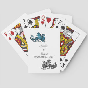 Blue Silver Dragon Wedding Playing Cards