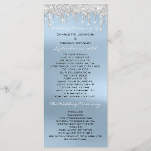Blue Silver Drips Event Wedding Program Formal