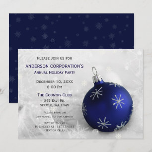 Blue Silver Festive Corporate holiday party Invite