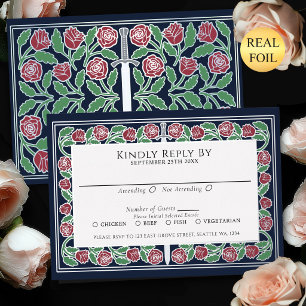 Blue Silver Floral Sword Royal Wedding RSVP