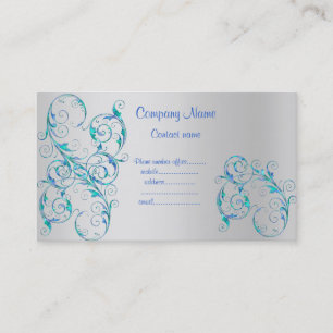 BLUE/SILVER FLOURISH MODERN BUSINESS CARD