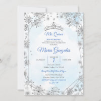 Blue & Silver Geometric Christmas Mis Quince Party