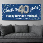 Blue Silver Glitter 40th Birthday Banner<br><div class="desc">Celebrate a milestone birthday in style with our elegant fortieth birthday party banner. Boasting a customizable stylish blue background, faux silver sparkle, and modern 40th birthday celebration text, this banner is the perfect way to make a statement. Plus, our forty silver helium balloons add an extra touch of glamour. Easily...</div>