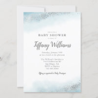 Blue Silver Glitter Boy Baby Shower