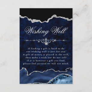 Blue & Silver Glitter Marble Agate Wishing Well Enclosure Card