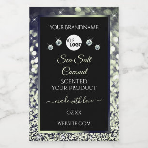 Blue Silver Glitter Product Labels Logo Diamonds