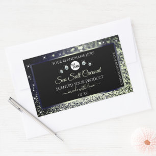 Blue Silver Glitter Product Labels Logo Diamonds