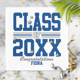 Blue Silver Graduating Class Year Napkin
