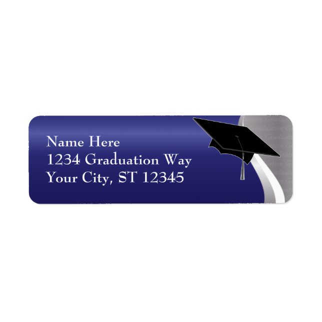 Blue & Silver Graduation Address Label (Front)