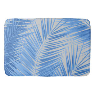 Blue Silver Gray Palm Leaves Dream #1a  Bath Mat
