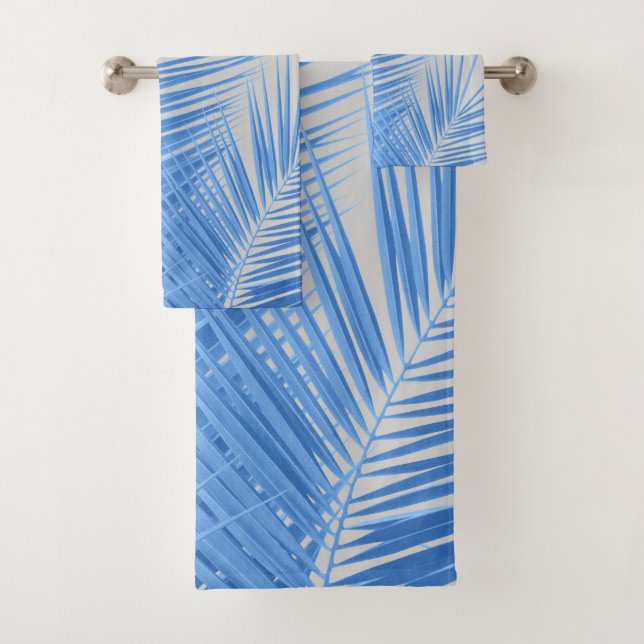 Blue Silver Grey Palm Feuilles Dream #1 (En situation)