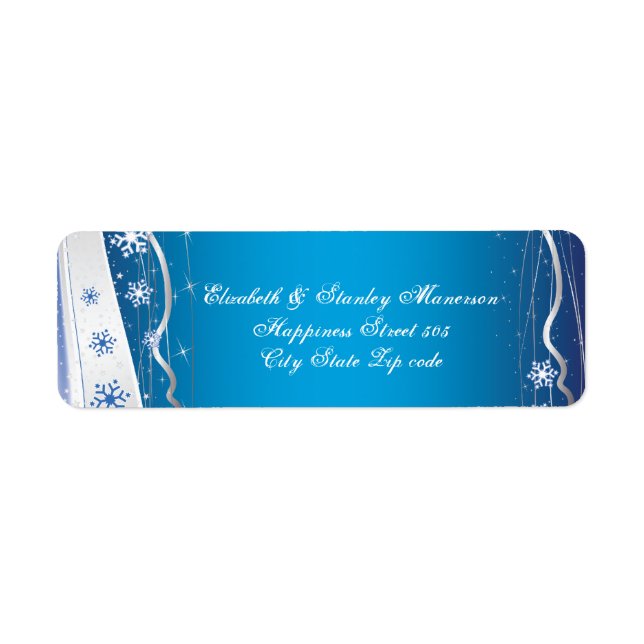 Blue, silver grey, white snowflake winter wedding (Front)