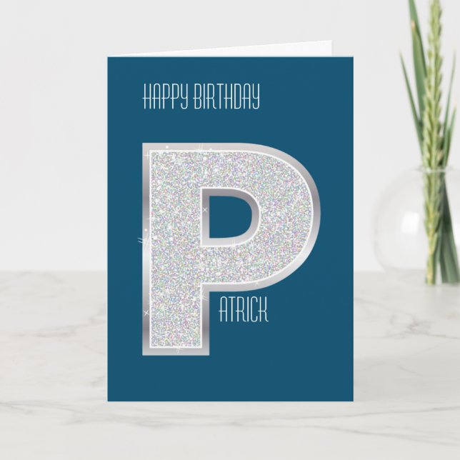Blue Silver Letter P Card (Front)