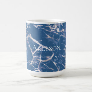 Blue Silver Marble Coffee Mug