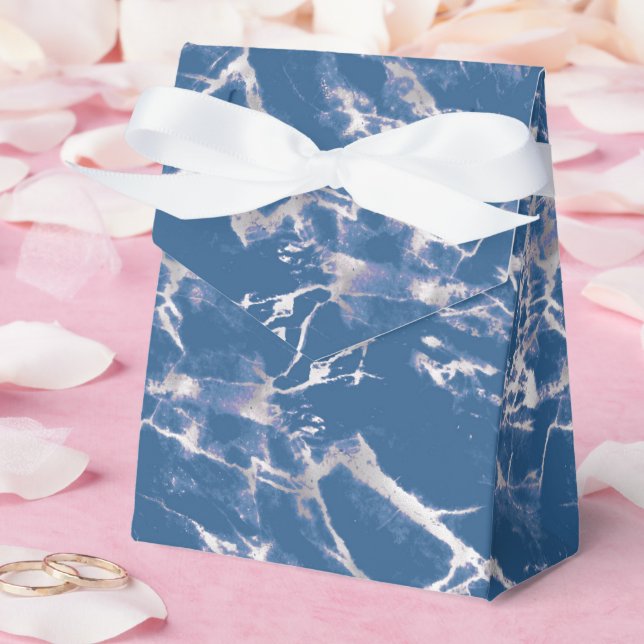 Blue Silver Marble Wedding Favor Box (Wedding)