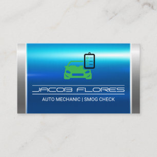 Blue Silver Metallic   Auto Logo Check List Business Card