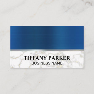 Blue Silver Metallic    Marble Metallic Trim Business Card