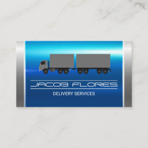 Blue Silver Metallic   Semi Truck Business Card